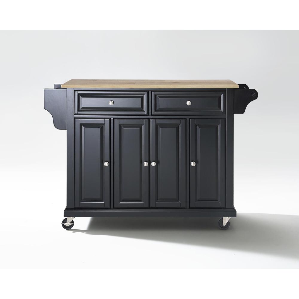 Full Size Wood Top Kitchen Cart Black/Natural. Picture 4