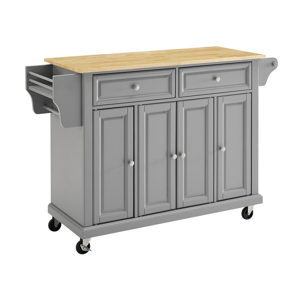 Full Size Wood Top Kitchen Cart Gray/Natural. Picture 5