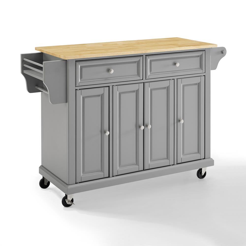 Full Size Wood Top Kitchen Cart Gray/Natural. Picture 8