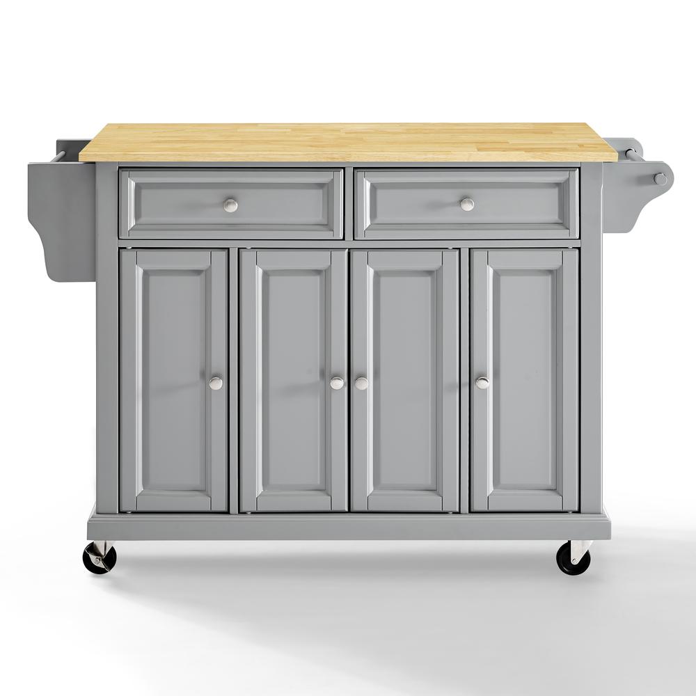 Full Size Wood Top Kitchen Cart Gray/Natural. Picture 9