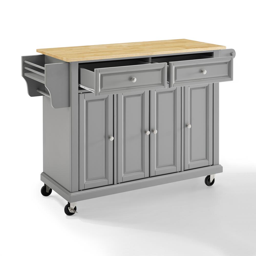 Full Size Wood Top Kitchen Cart Gray/Natural. Picture 13