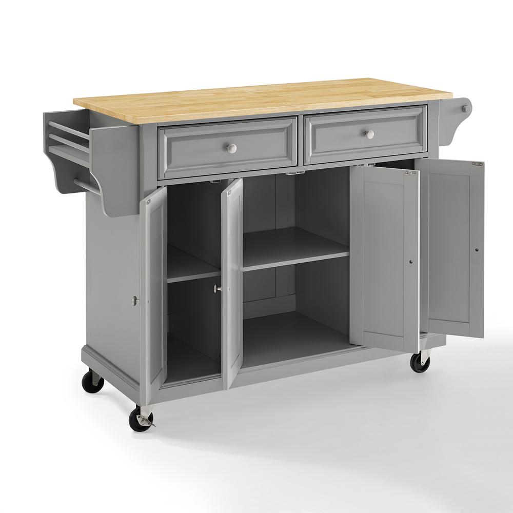 Full Size Wood Top Kitchen Cart Gray/Natural. Picture 14