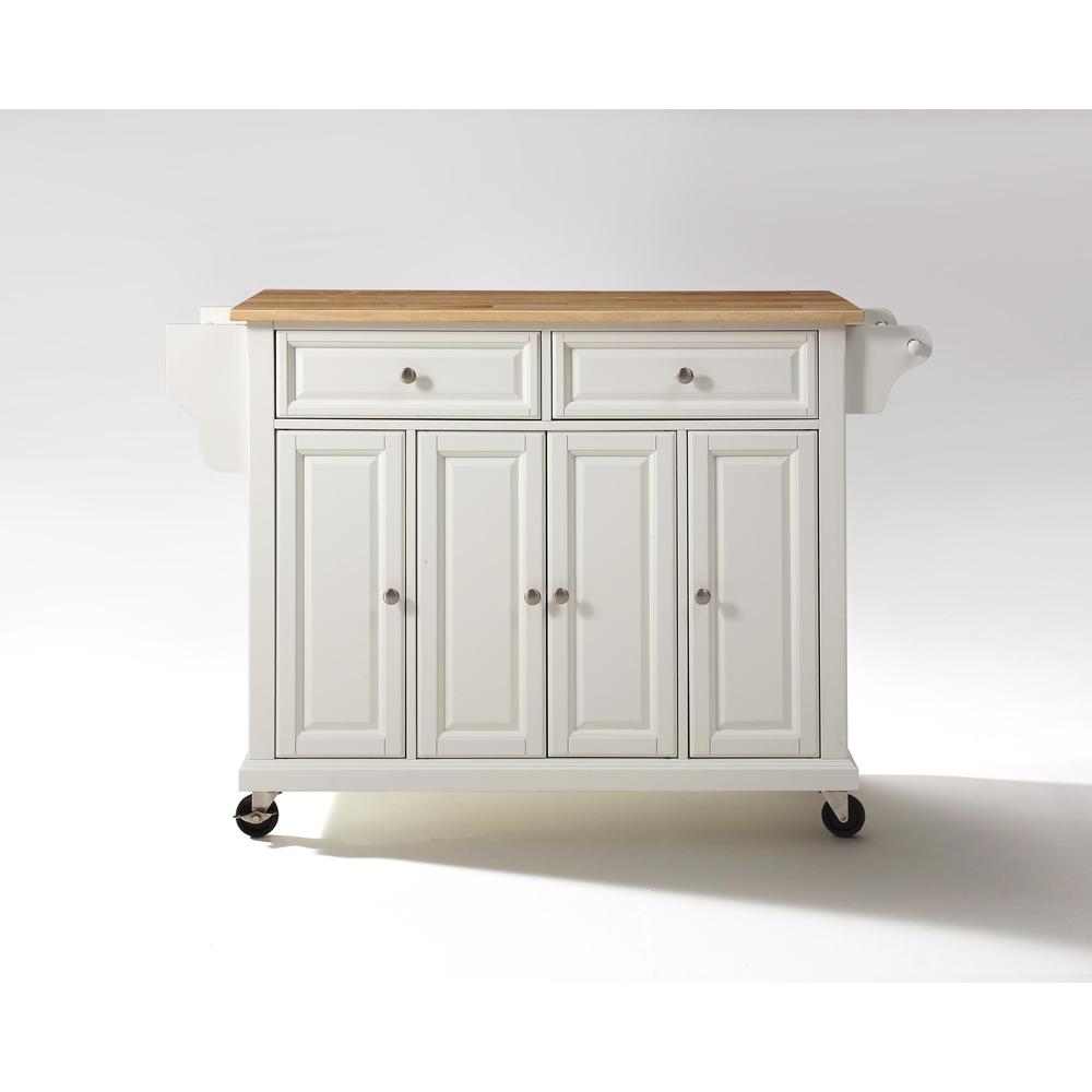 Full Size Wood Top Kitchen Cart White/Natural. Picture 4