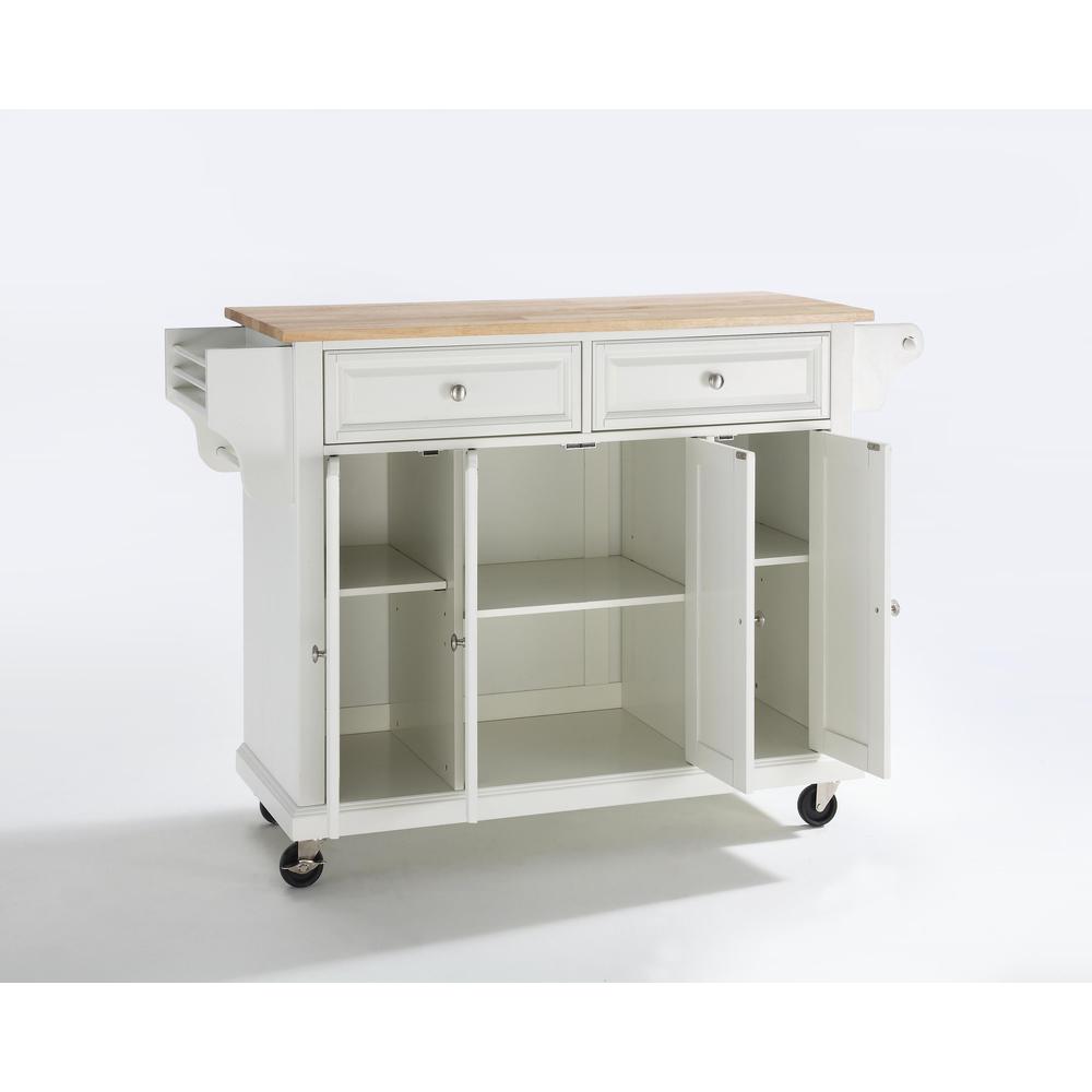 Full Size Wood Top Kitchen Cart White/Natural. Picture 5
