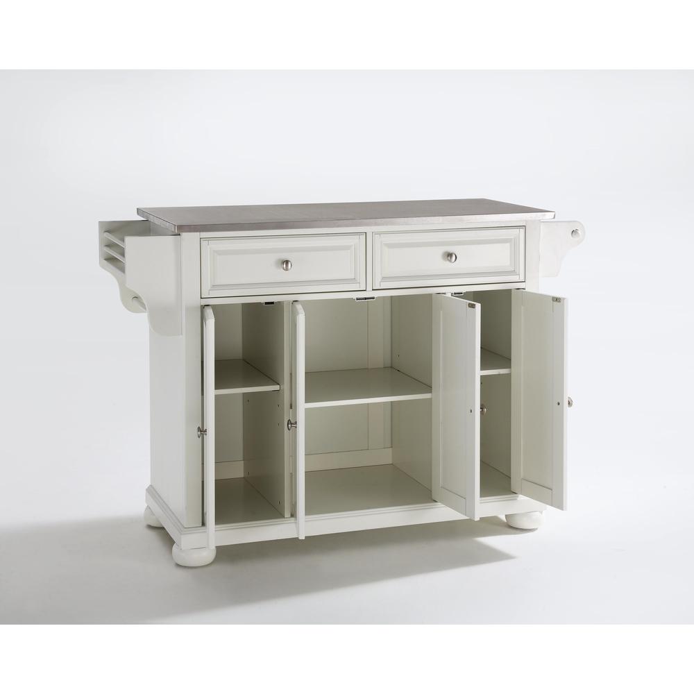 Alexandria Stainless Steel Top Full Size Kitchen Island/Cart White/Stainless Steel. Picture 5