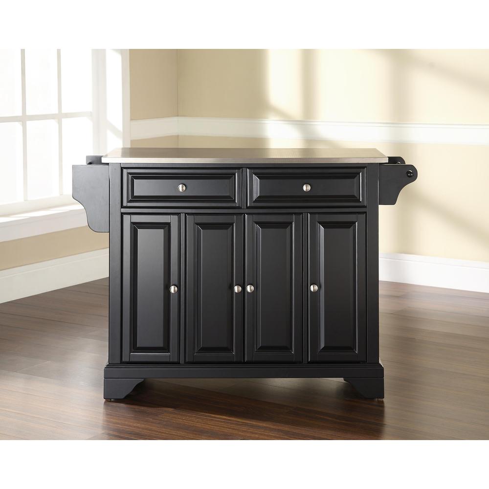 Lafayette Stainless Steel Top Full Size Kitchen Island/Cart Black/Stainless Steel. Picture 1