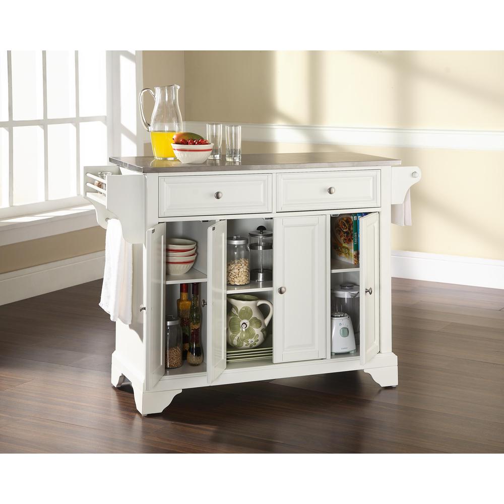 Lafayette Stainless Steel Top Full Size Kitchen Island/Cart White/Stainless Steel. Picture 2