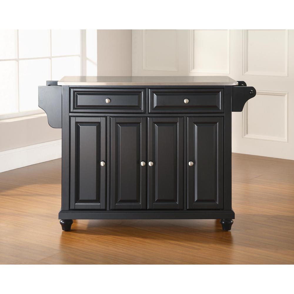 Cambridge Stainless Steel Top Full Size Kitchen Island/Cart Black/Stainless Steel. Picture 1
