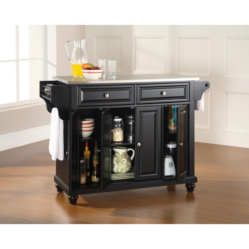 Cambridge Stainless Steel Top Full Size Kitchen Island/Cart Black/Stainless Steel. Picture 2