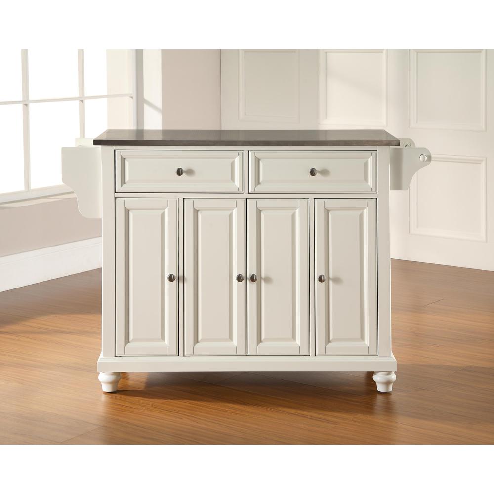 Cambridge Stainless Steel Top Full Size Kitchen Island/Cart White/Stainless Steel. Picture 1