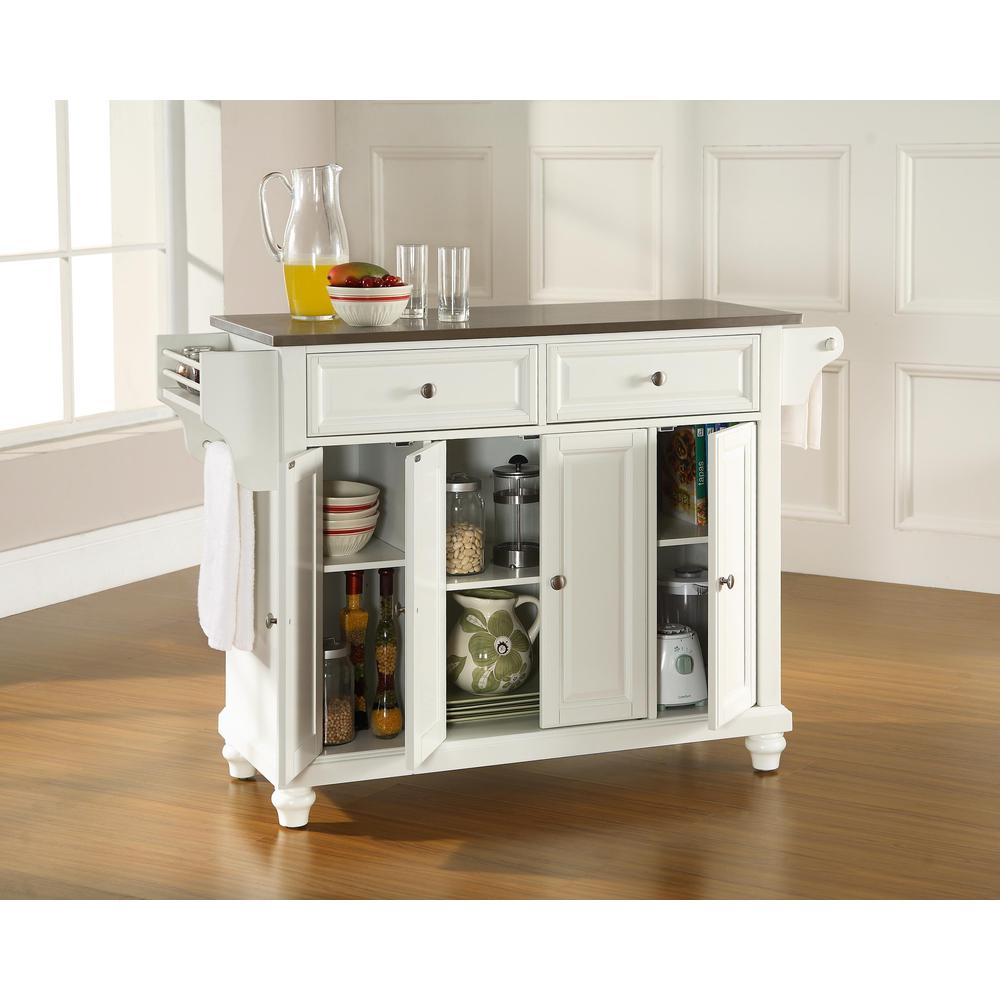 Cambridge Stainless Steel Top Full Size Kitchen Island/Cart White/Stainless Steel. Picture 2