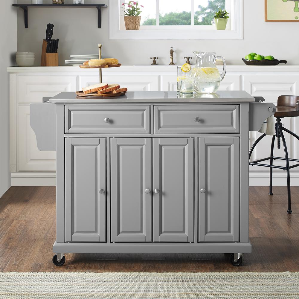 Full Size Stainless Steel Top Kitchen Cart Gray/Stainless Steel. Picture 2