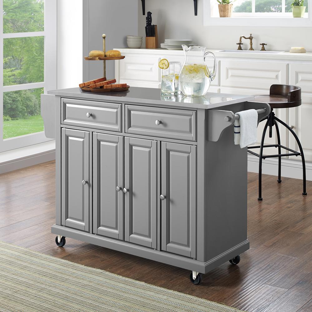 Full Size Stainless Steel Top Kitchen Cart Gray/Stainless Steel. Picture 3