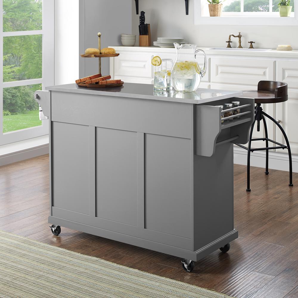 Full Size Stainless Steel Top Kitchen Cart Gray/Stainless Steel. Picture 4