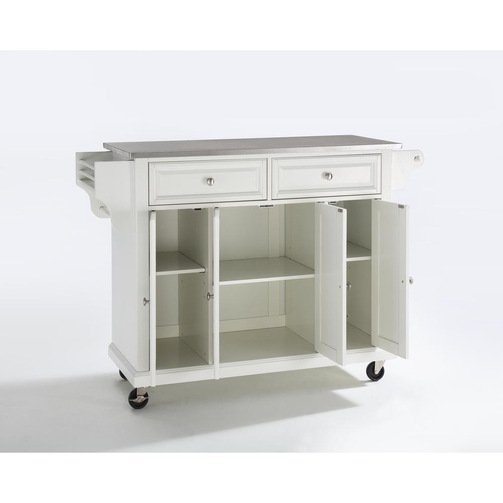 Full Size Stainless Steel Top Kitchen Cart White/Stainless Steel. Picture 5