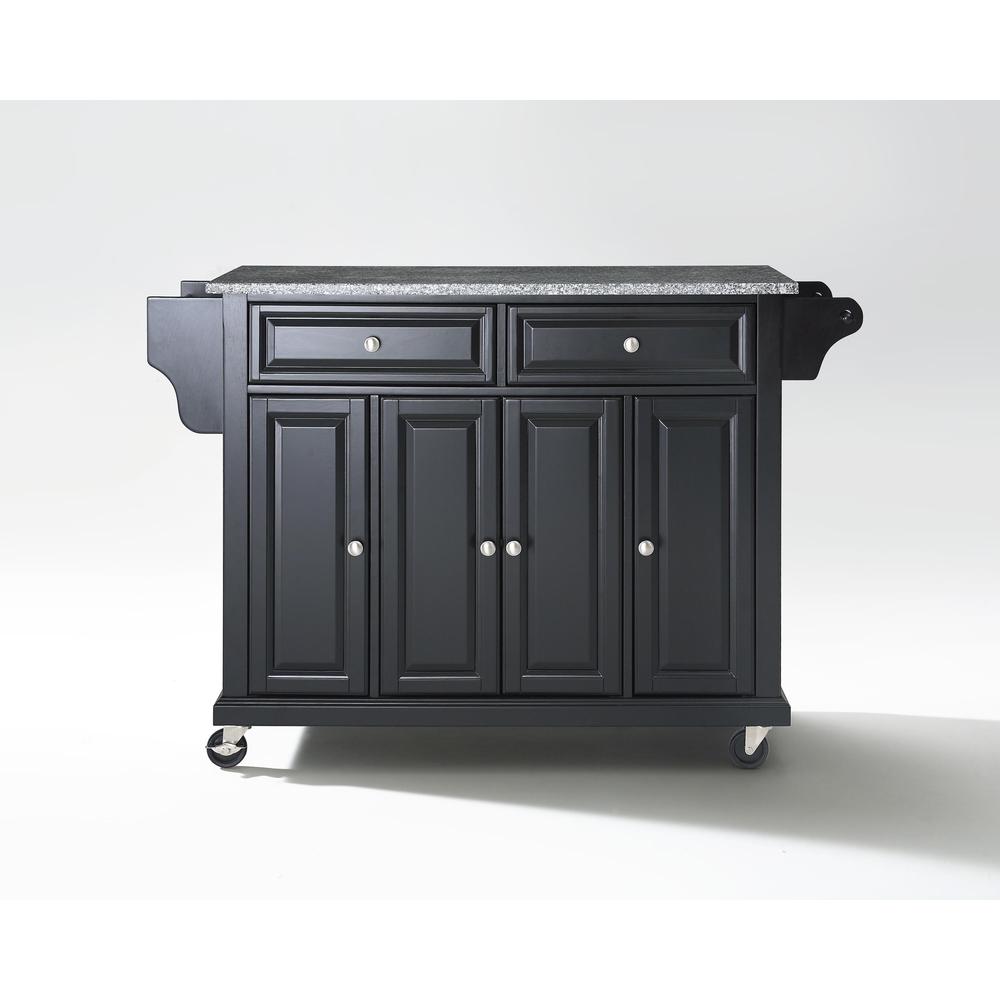 Full Size Granite Top Kitchen Cart Black/Gray. Picture 4