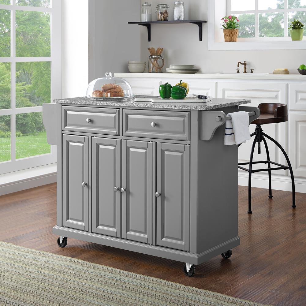 Full Size Granite Top Kitchen Cart Gray/Gray. Picture 1