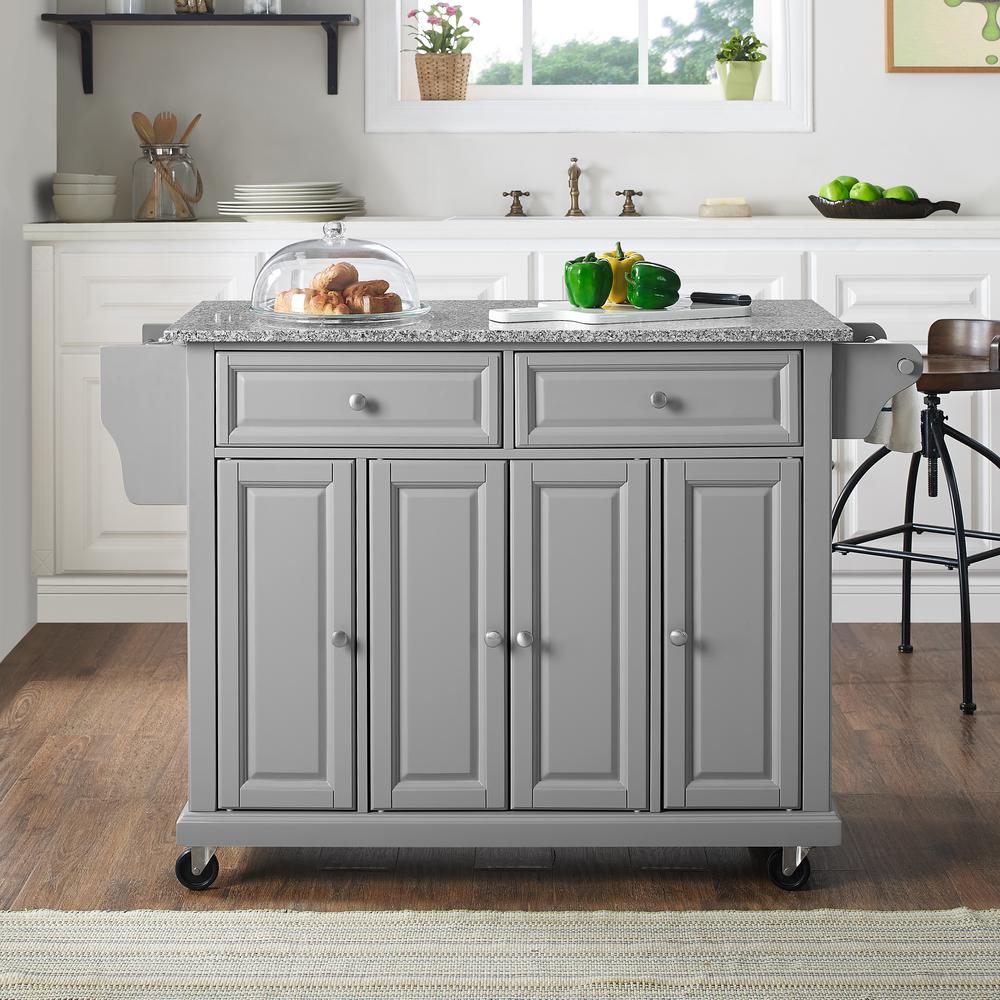 Full Size Granite Top Kitchen Cart Gray/Gray. Picture 2