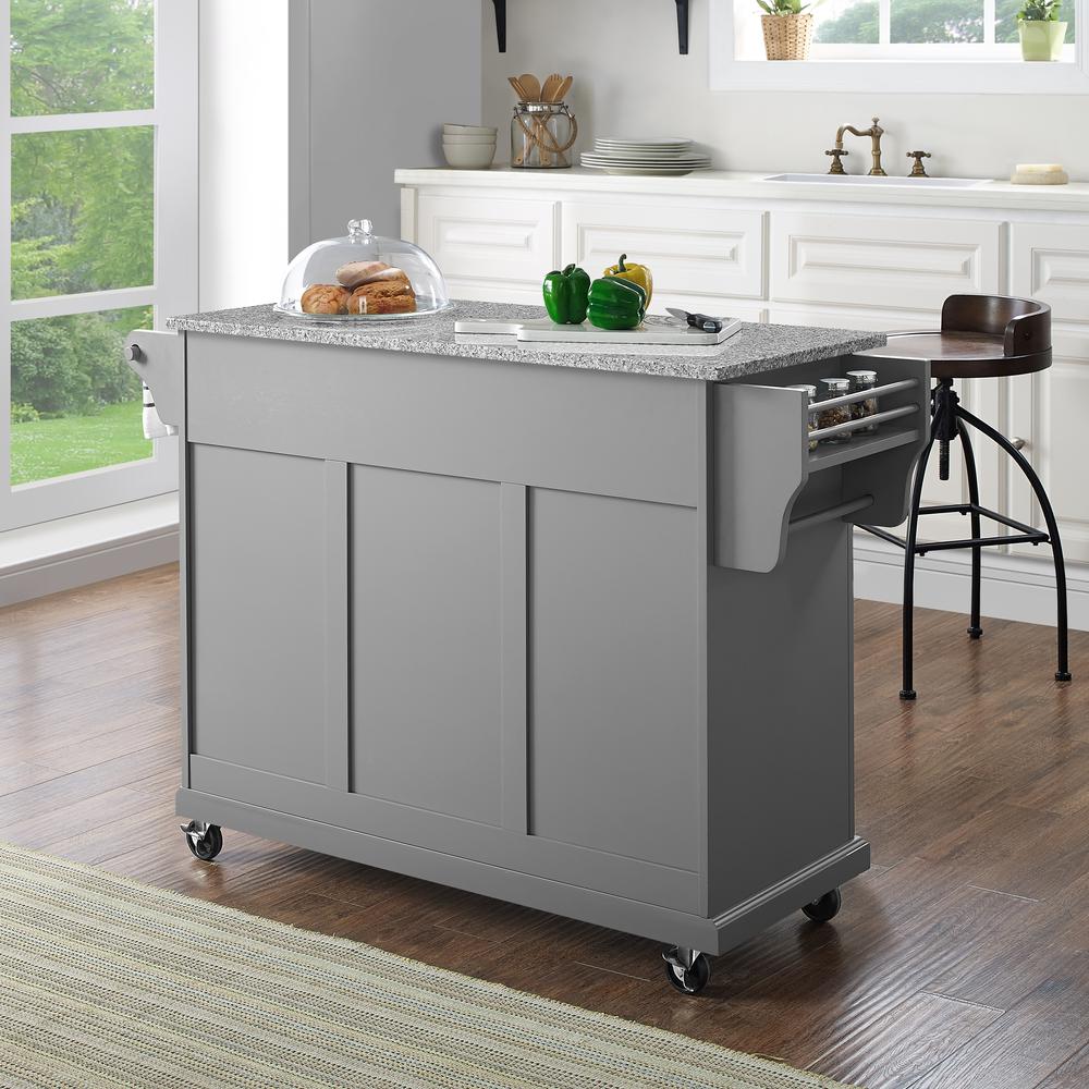 Full Size Granite Top Kitchen Cart Gray/Gray. Picture 4