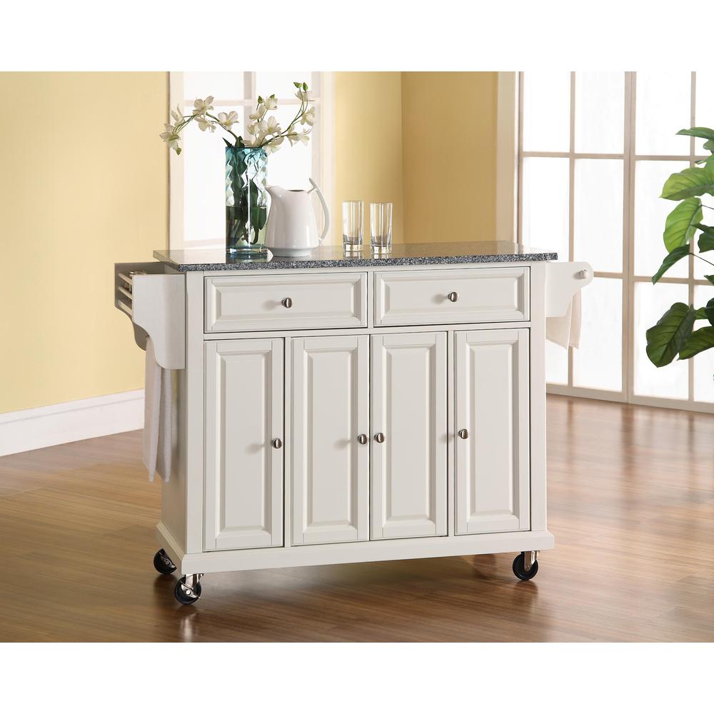 Full Size Granite Top Kitchen Cart White/Gray. Picture 1