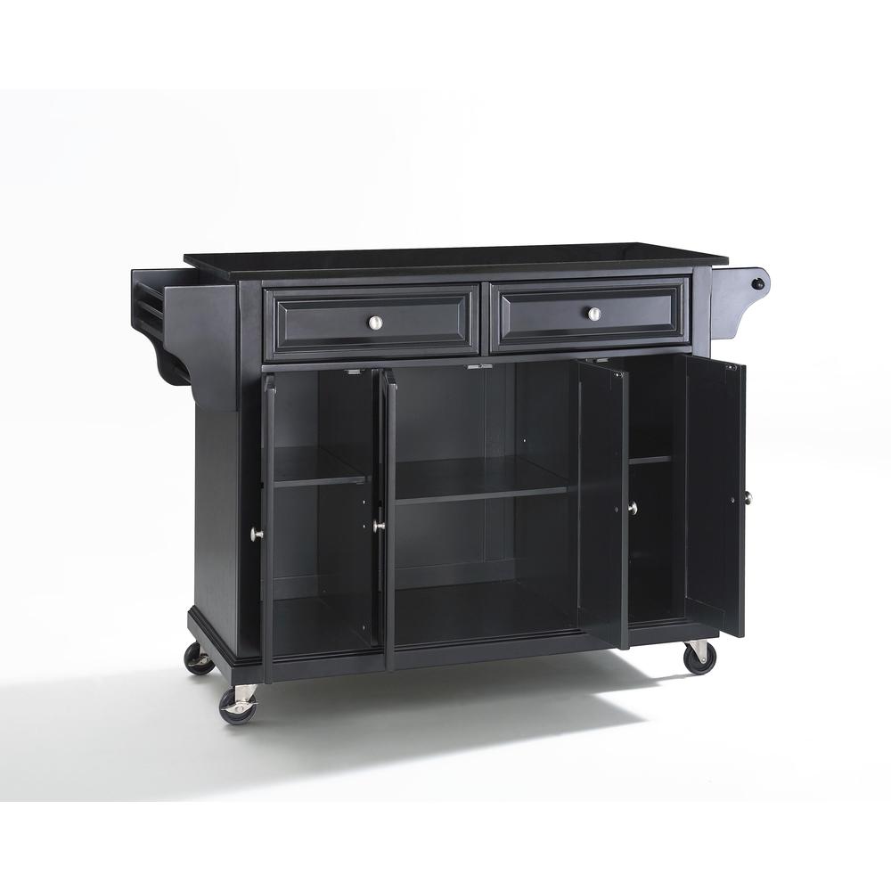 Full Size Granite Top Kitchen Cart Black/Black. Picture 5
