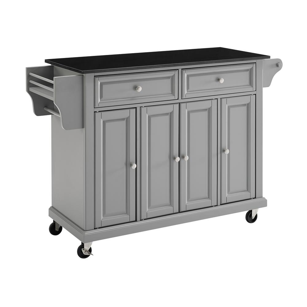 Full Size Granite Top Kitchen Cart Gray/Black. Picture 9