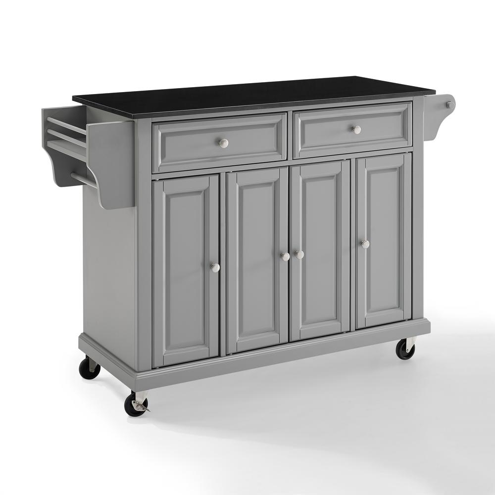Full Size Granite Top Kitchen Cart Gray/Black. Picture 14