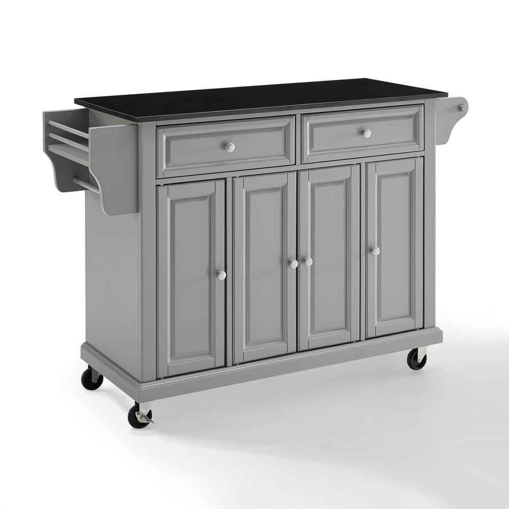 Full Size Granite Top Kitchen Cart Gray/Black. Picture 13