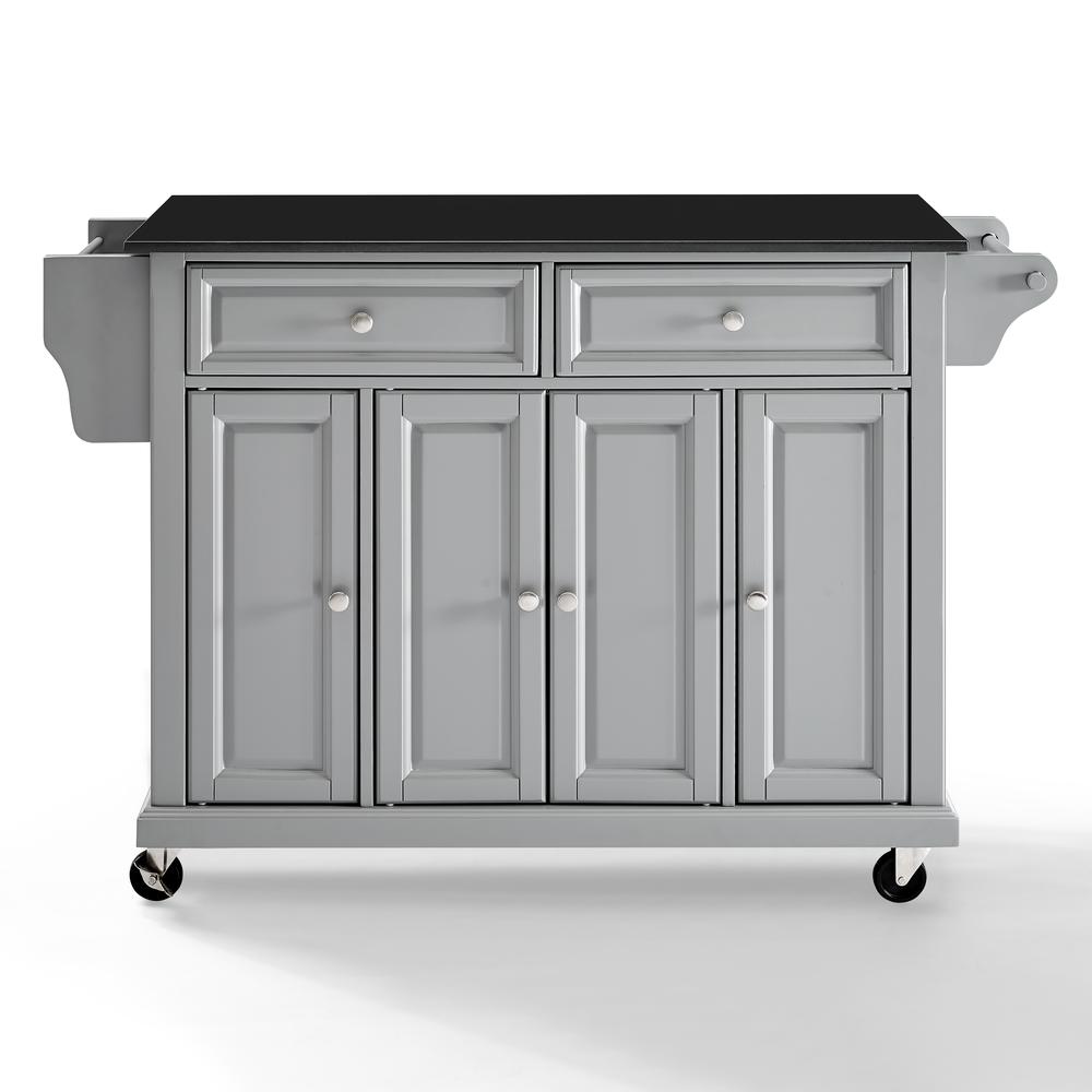 Full Size Granite Top Kitchen Cart Gray/Black. Picture 16