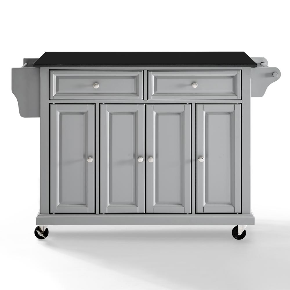 Full Size Granite Top Kitchen Cart Gray/Black. Picture 15
