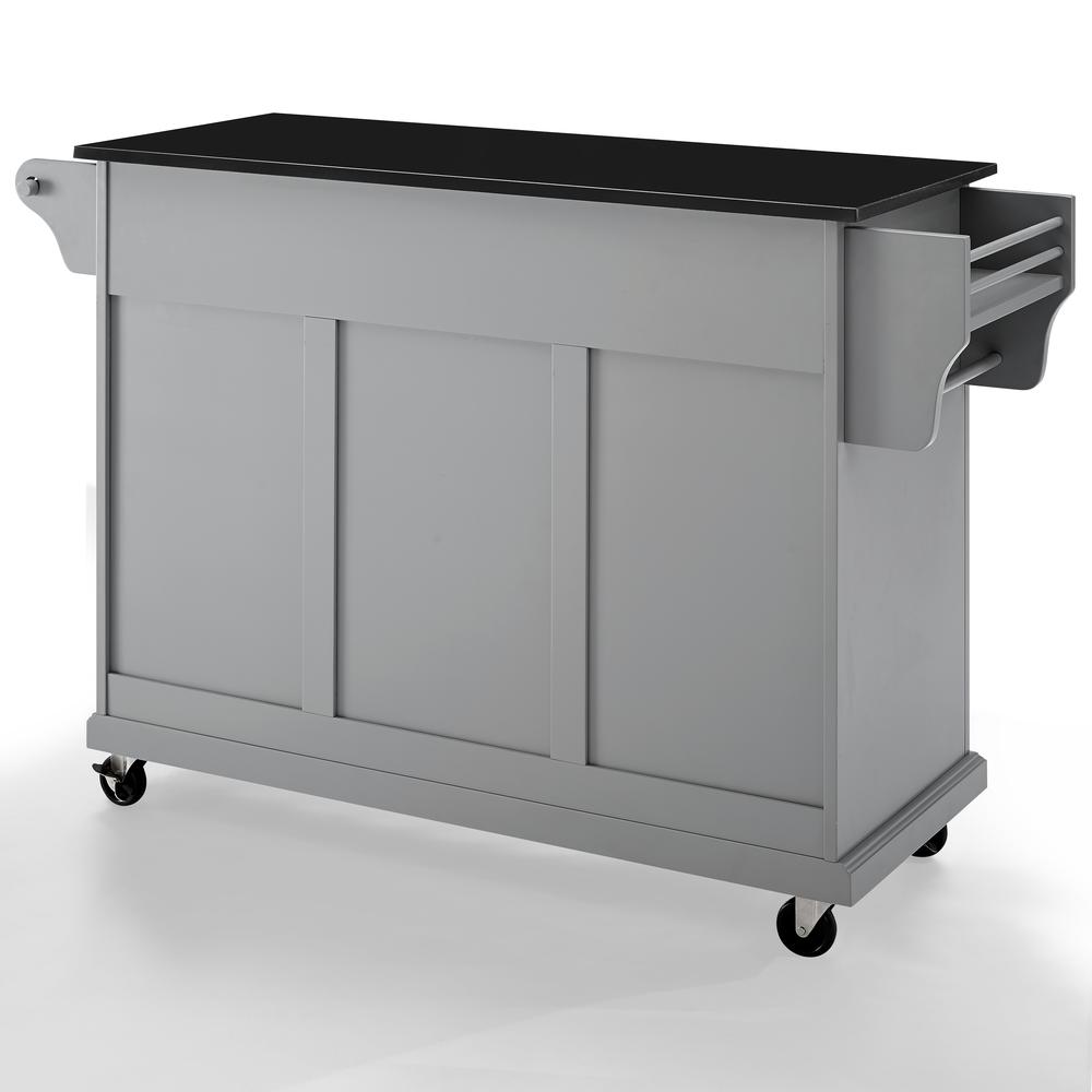 Full Size Granite Top Kitchen Cart Gray/Black. Picture 18