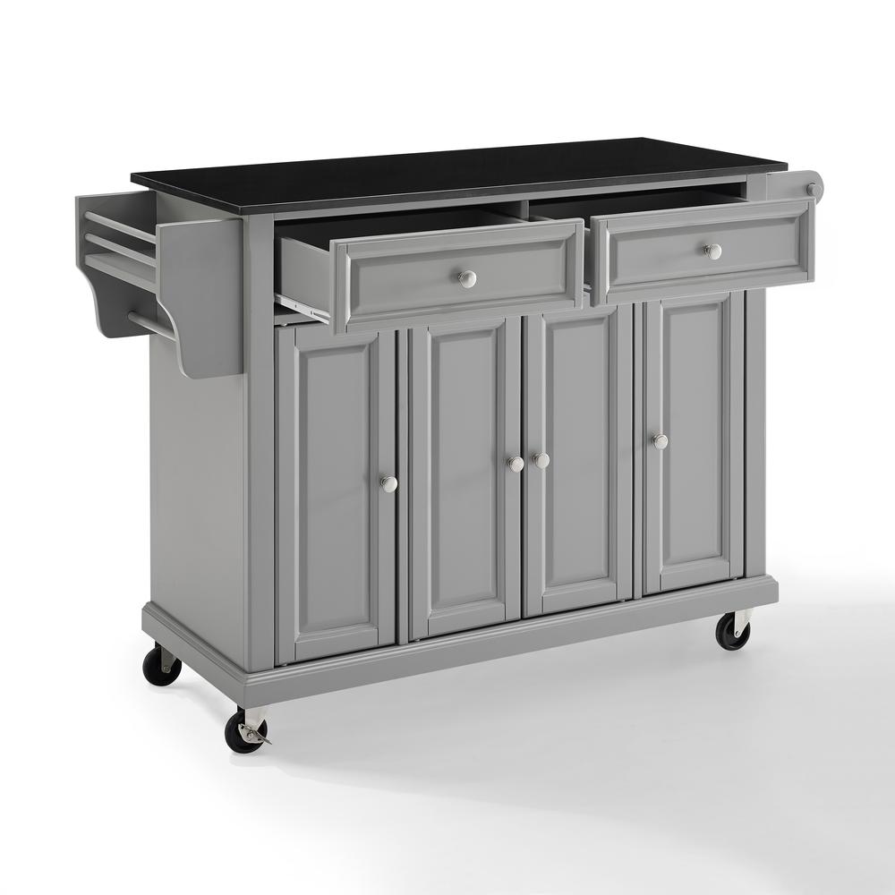 Full Size Granite Top Kitchen Cart Gray/Black. Picture 21