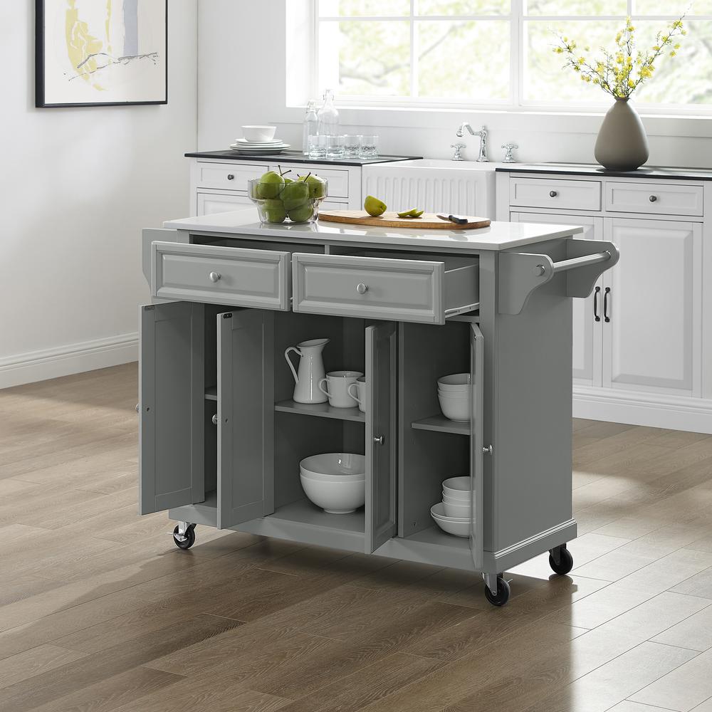 Full Size Stone Top Kitchen Cart Gray/White. Picture 2