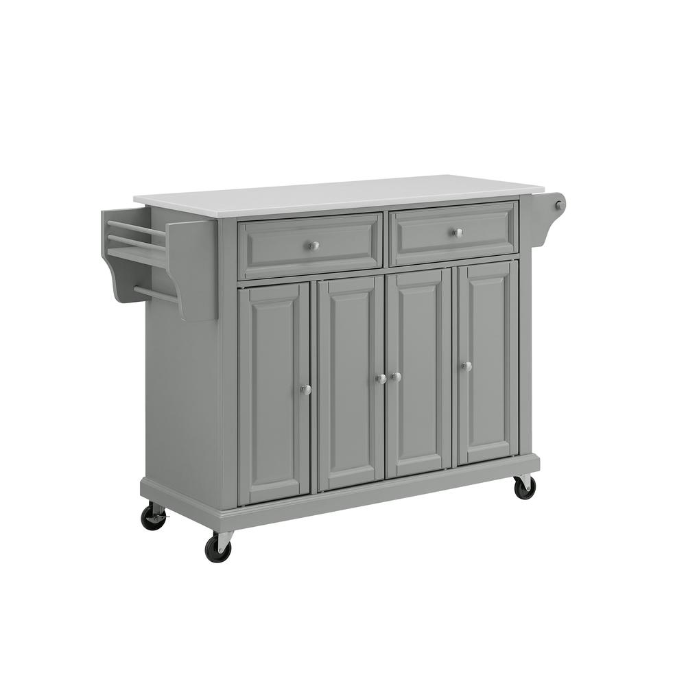 Full Size Stone Top Kitchen Cart Gray/White. Picture 4