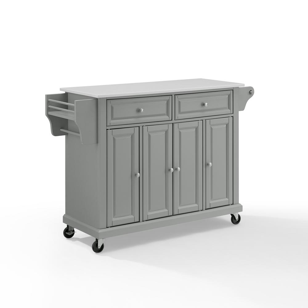 Full Size Stone Top Kitchen Cart Gray/White. Picture 7