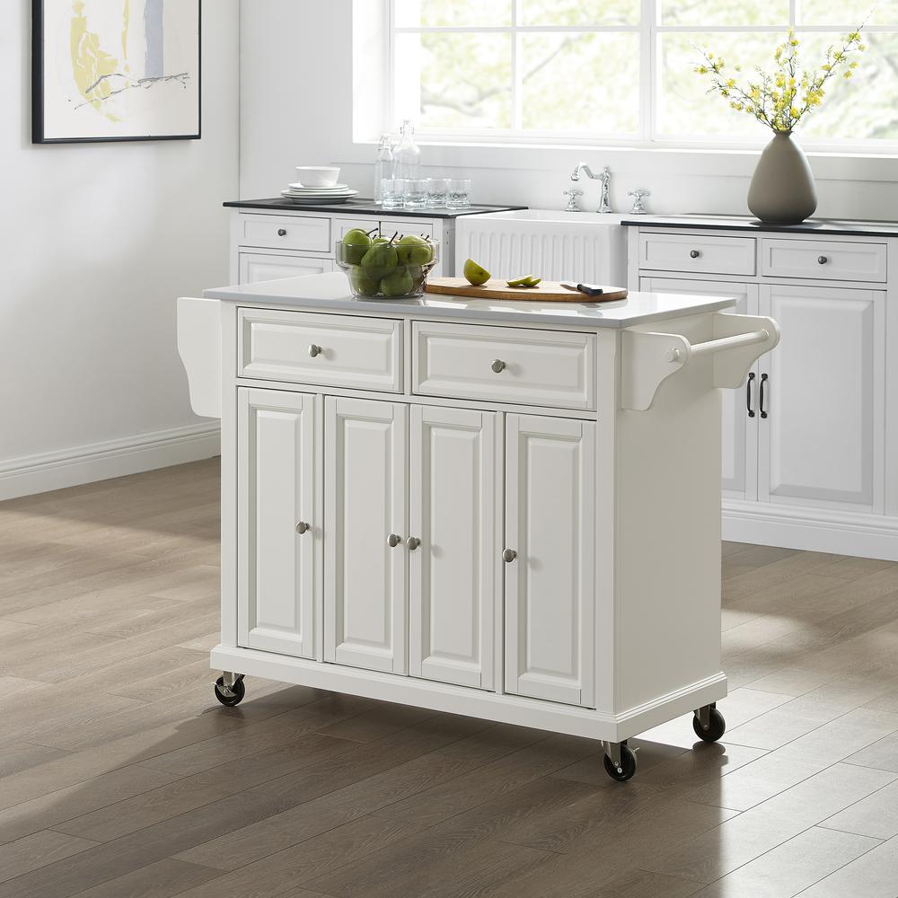 Full Size Granite Top Kitchen Cart White/White. Picture 1
