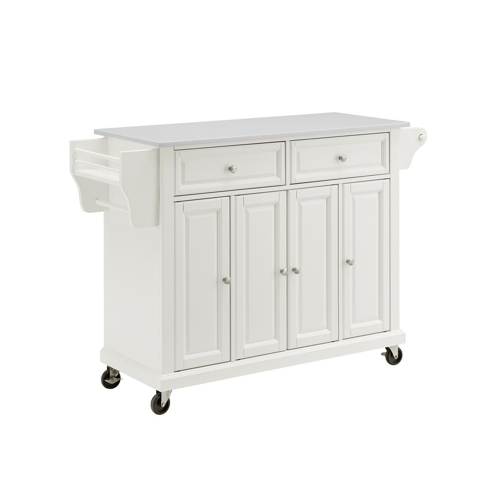 Full Size Stone Top Kitchen Cart White/White. Picture 4