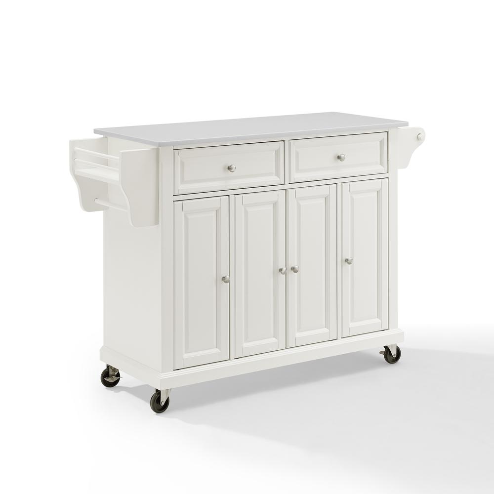Full Size Granite Top Kitchen Cart White/White. Picture 7