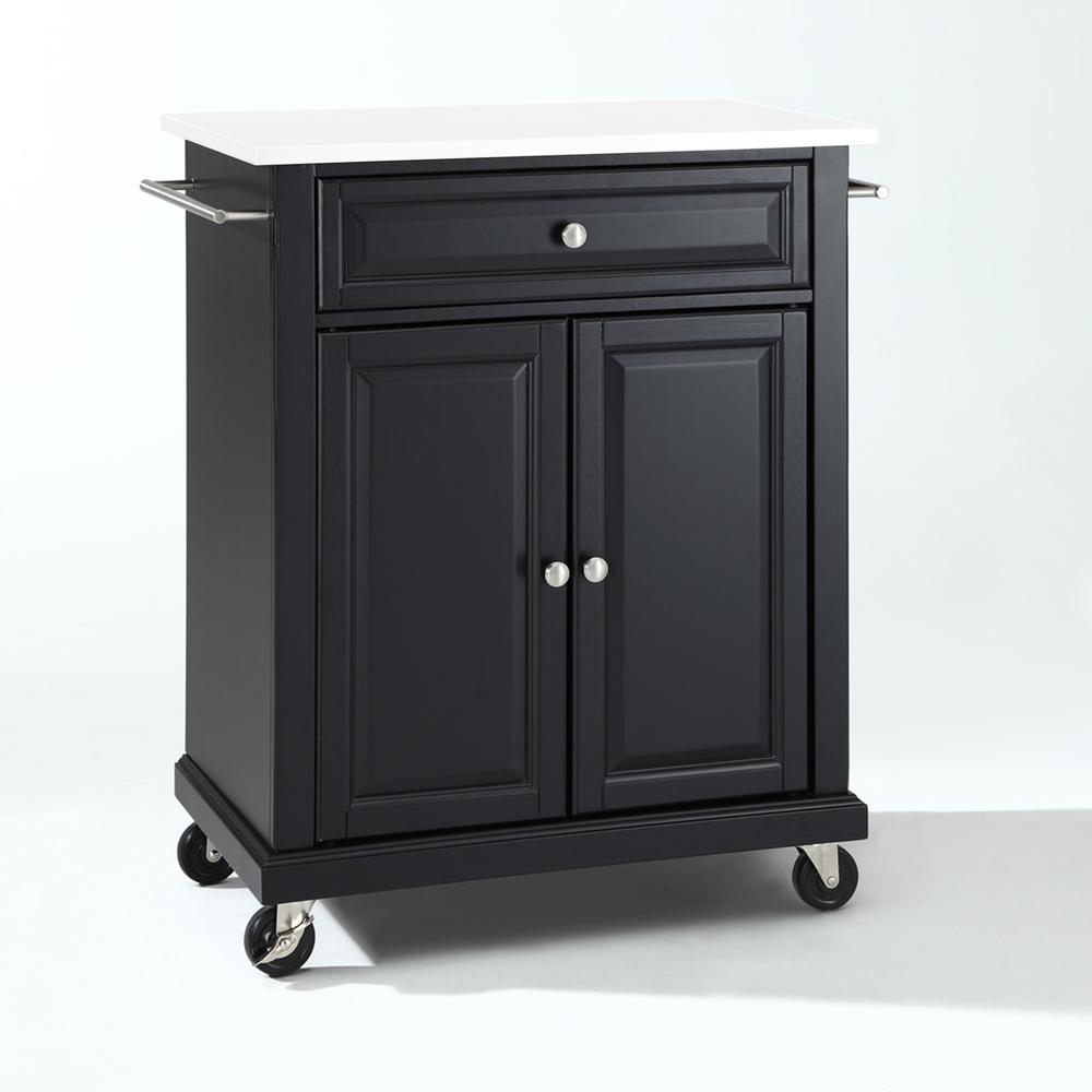 Compact Stone Top Kitchen Cart Black/White. Picture 7
