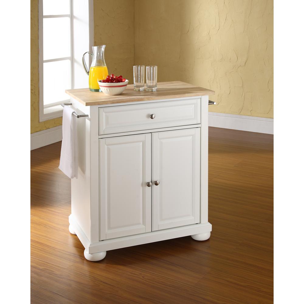 Alexandria Wood Top Portable Kitchen Island/Cart White/Natural. Picture 2