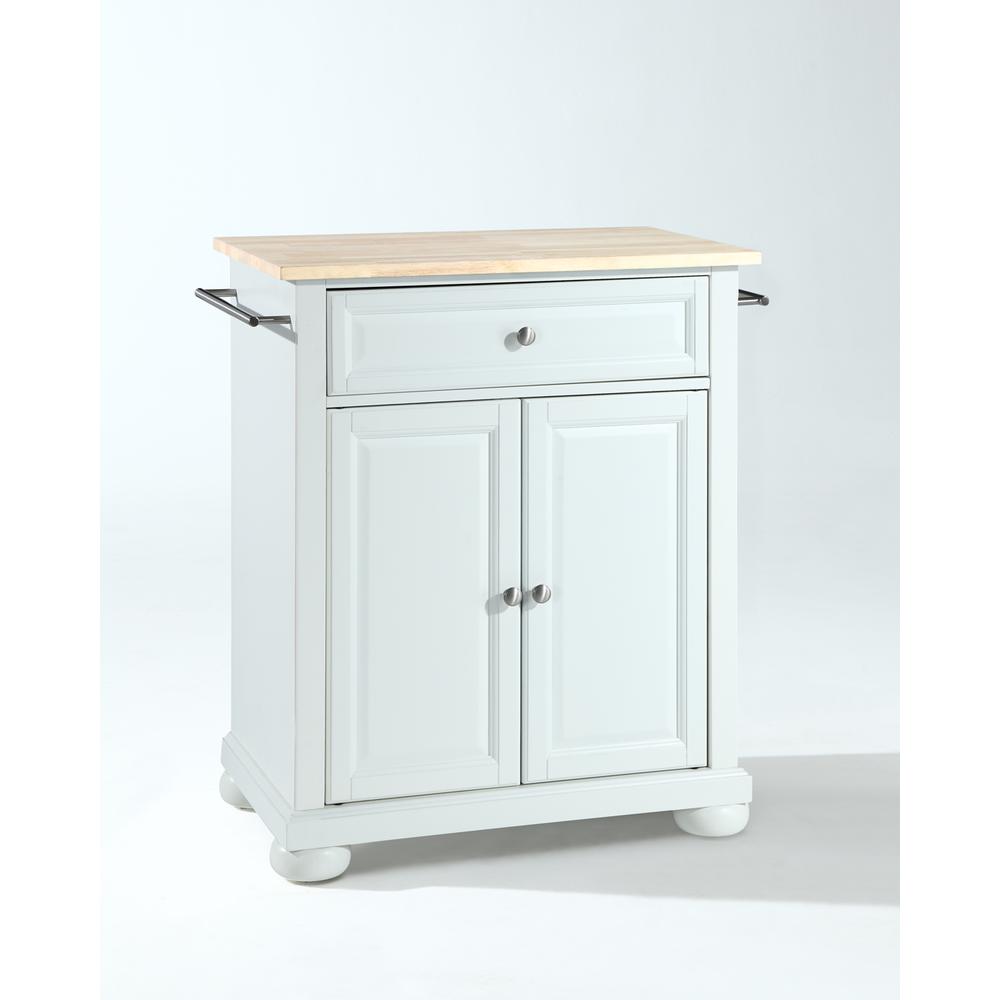 Alexandria Wood Top Portable Kitchen Island/Cart White/Natural. Picture 1
