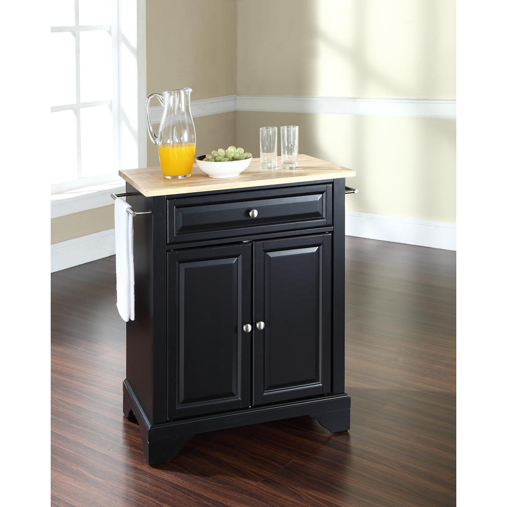 Lafayette Wood Top Portable Kitchen Island/Cart Black/Natural. Picture 2