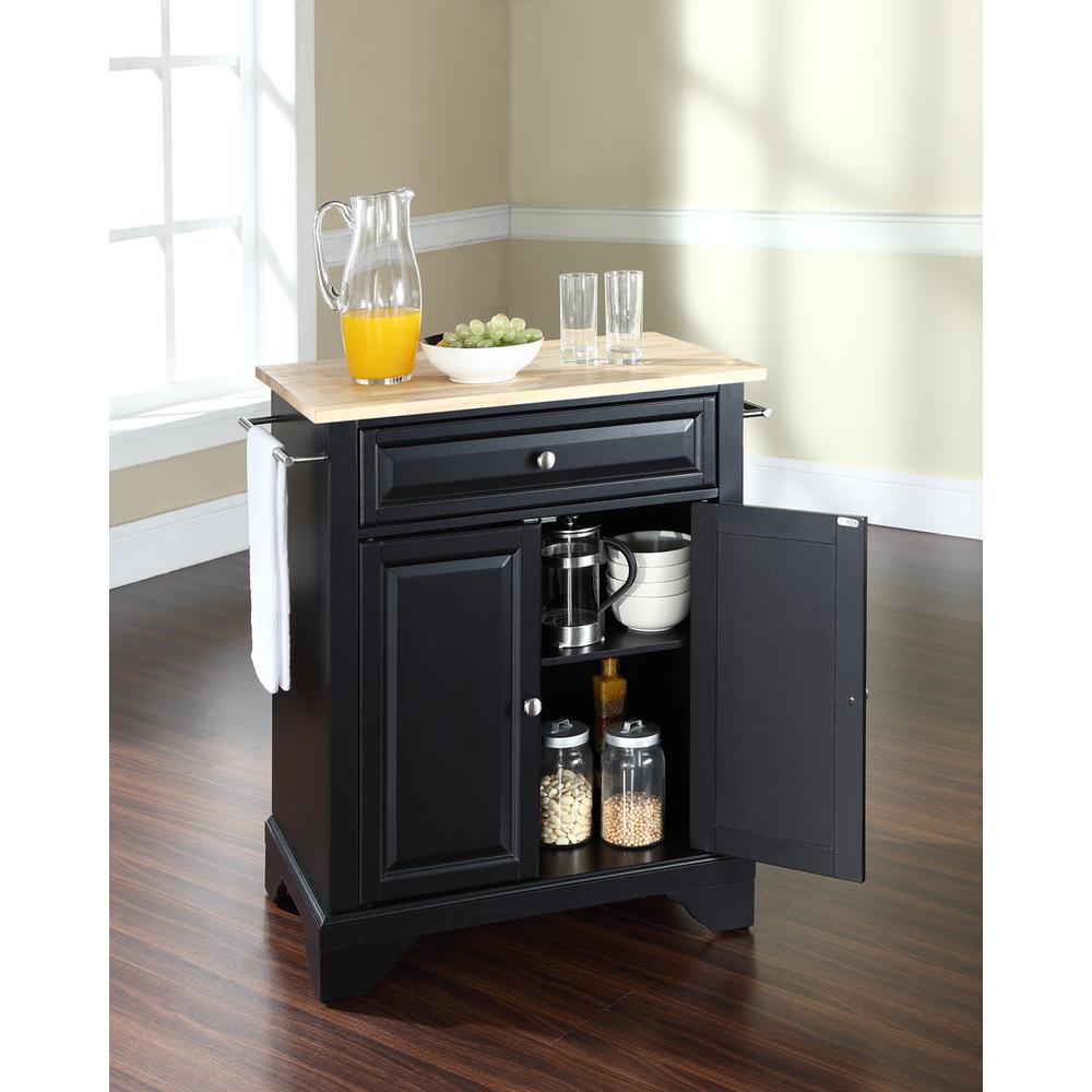 Lafayette Wood Top Portable Kitchen Island/Cart Black/Natural. Picture 3