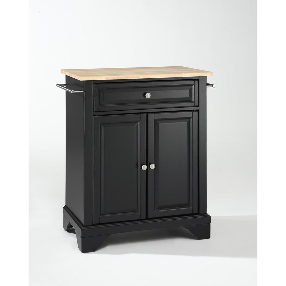 Lafayette Wood Top Portable Kitchen Island/Cart Black/Natural. Picture 1