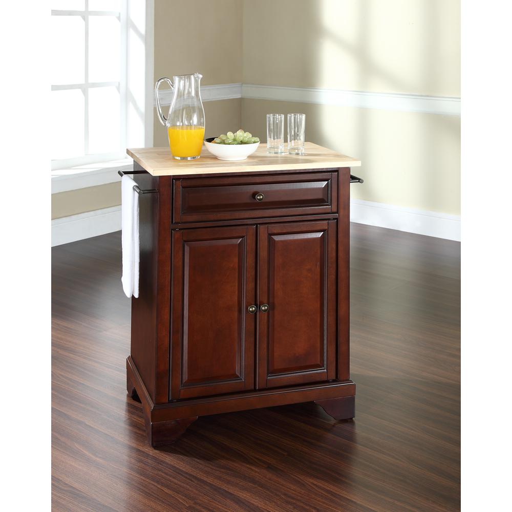 Lafayette Wood Top Portable Kitchen Island/Cart Mahogany/Natural. Picture 2