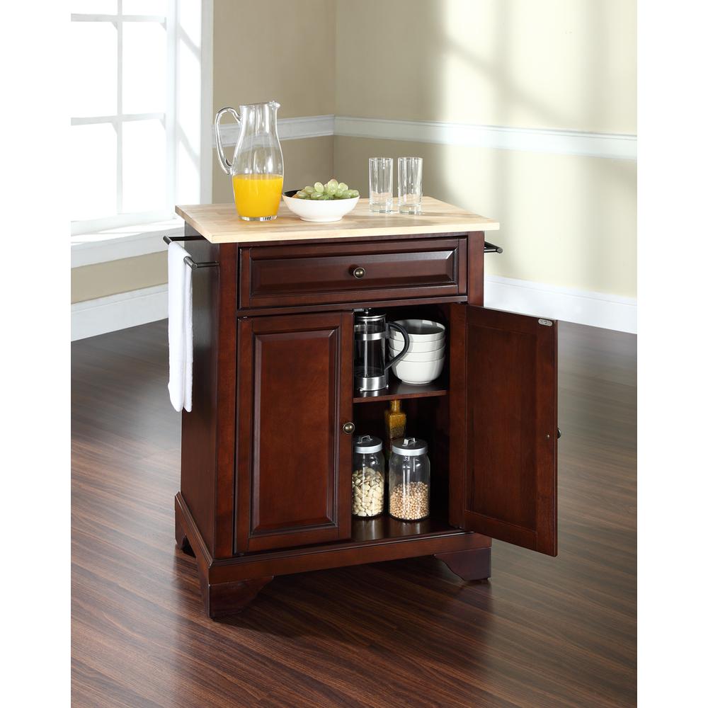 Lafayette Wood Top Portable Kitchen Island/Cart Mahogany/Natural. Picture 3