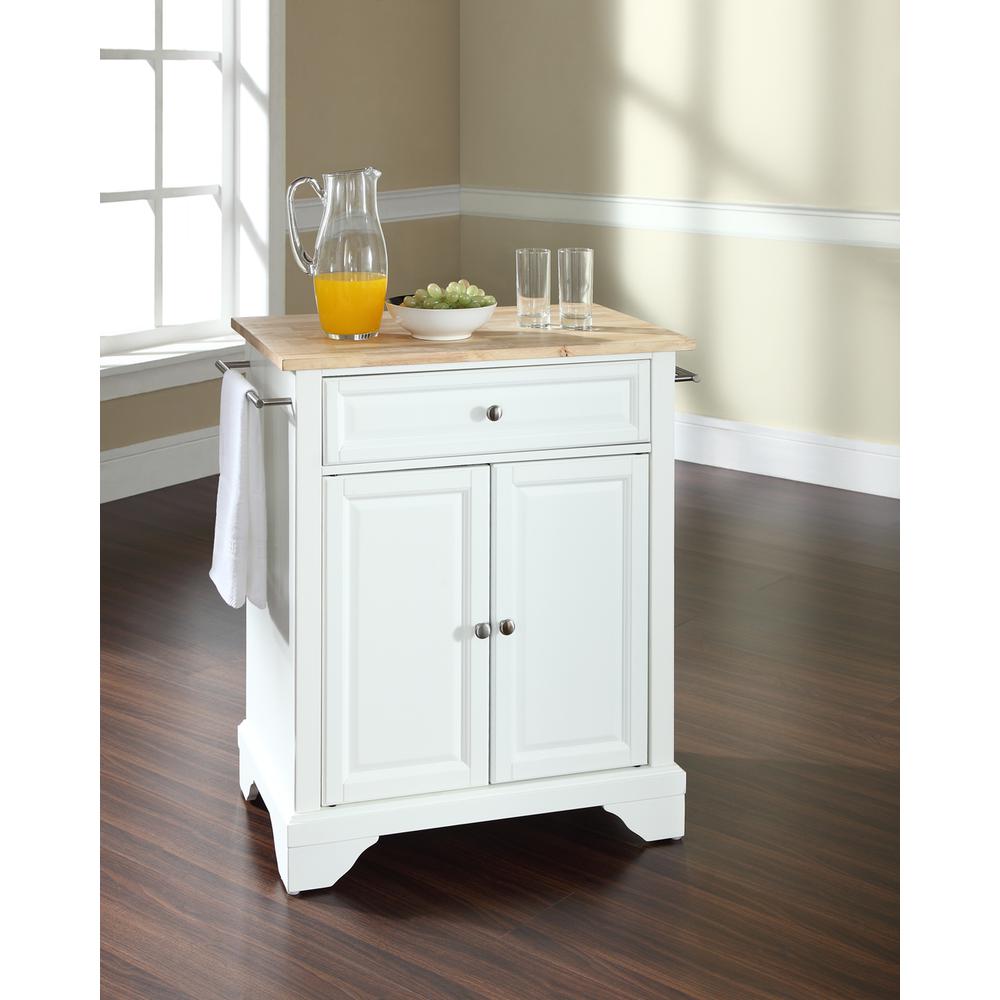 Lafayette Wood Top Portable Kitchen Island/Cart White/Natural. Picture 2