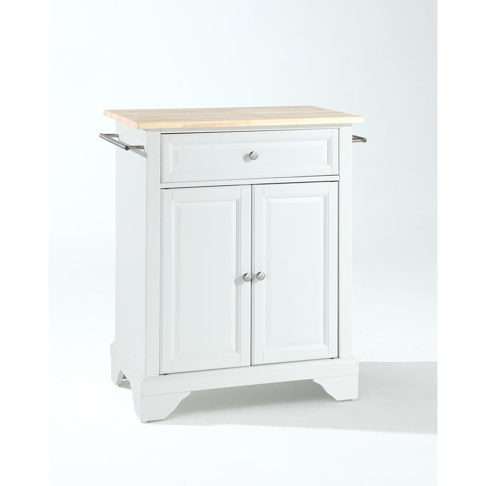 Lafayette Wood Top Portable Kitchen Island/Cart White/Natural. Picture 1