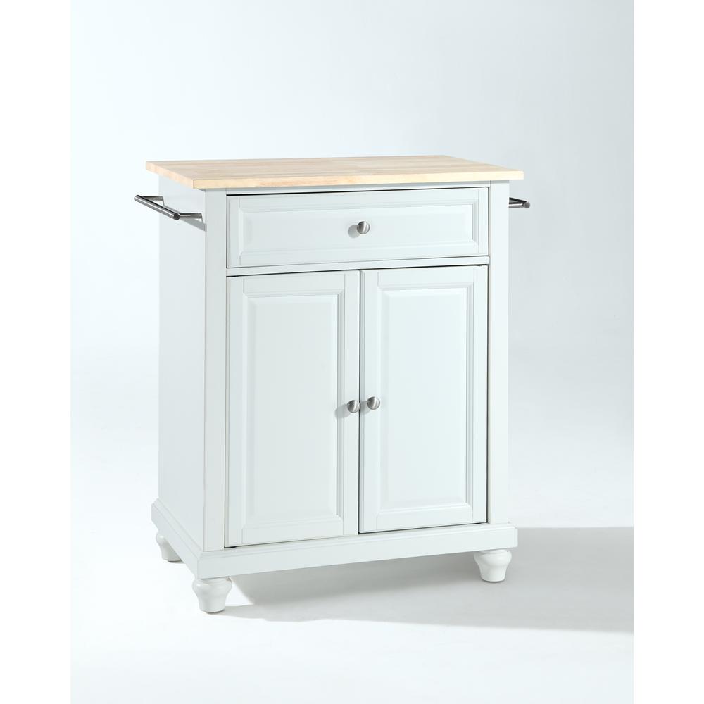 Cambridge Wood Top Portable Kitchen Island/Cart White/Natural. Picture 1