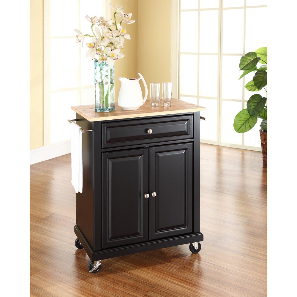 Compact Wood Top Portable Kitchen Island/Cart Black/Natural. Picture 2
